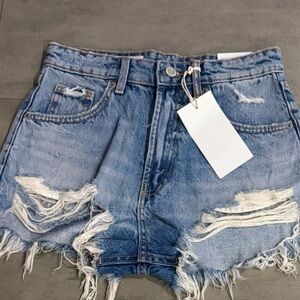 Zara Blue Distressed Jean Shorts